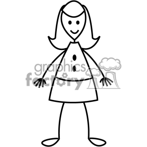 Black And White Stick Figure Of A Girl With A Dress