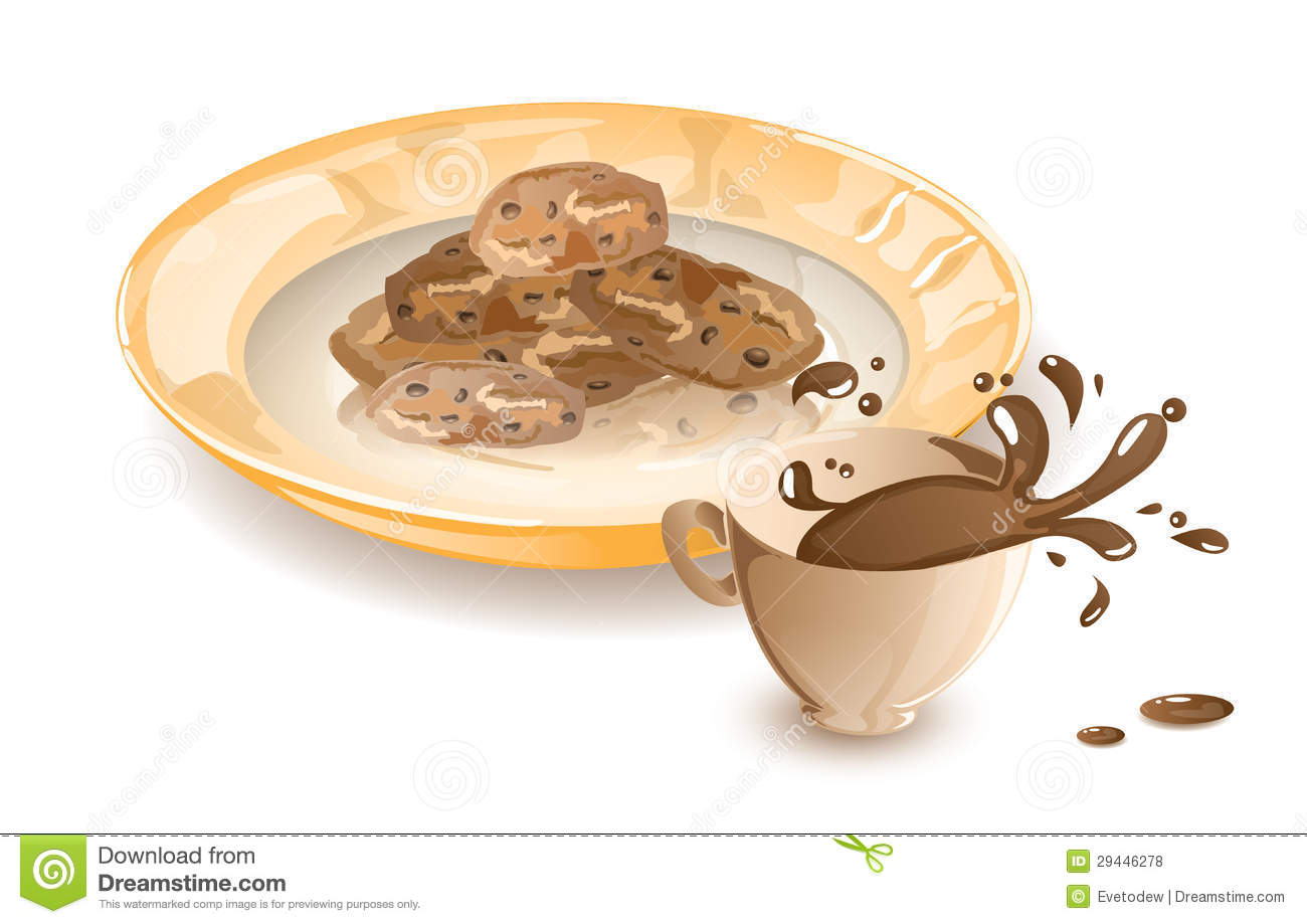 Black And White Tray Of Chocolate Chip Cookies Royalty Free Clipart
