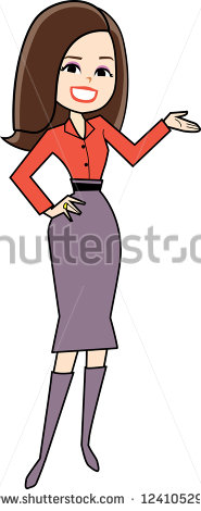 Cartoon Woman Clip Art In Retro Style Drawing Presenting Stock Vector