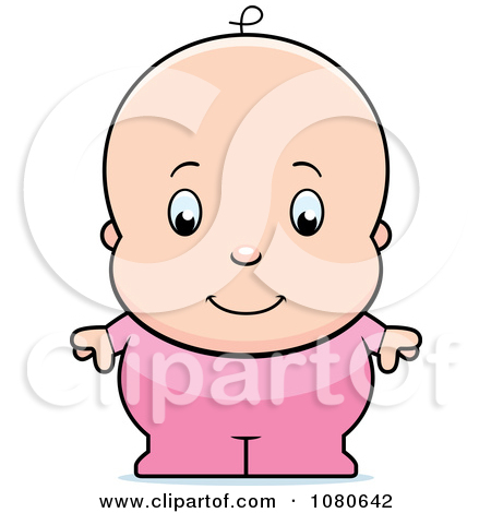 Clipart Cute Baby Girl In Pink Pajamas   Royalty Free Vector