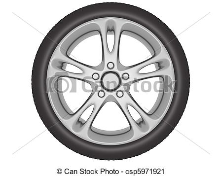 Clipart Of Wheel With Rim   Wheel With Aluminum Rim Isolated Over A