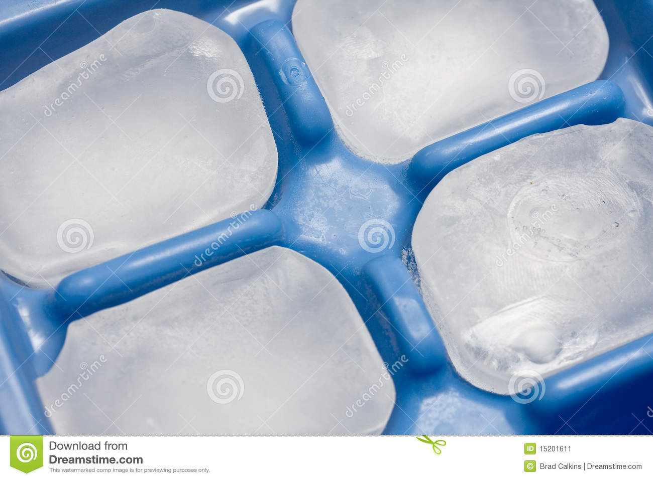 Closeup Of Ice Cubes In Blue Ice Cube Tray