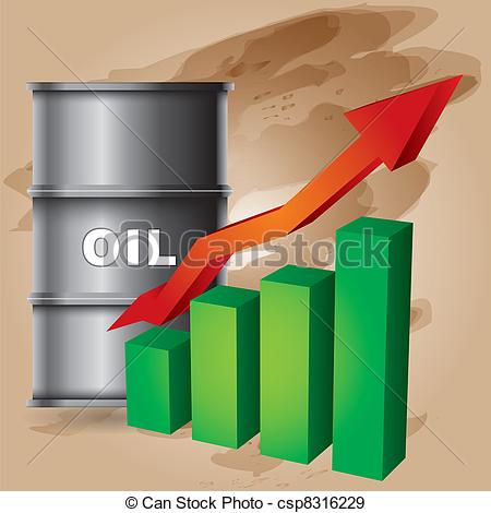 Crude Oil Price Rise   Abstract Illustration With Barrel And Diagram