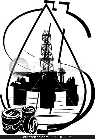 Crude Oil Production Stock Vector Clipart Oil And Gas Industry  Black    