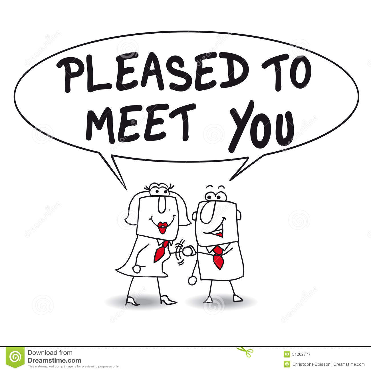 Pleased To Meet You Businessman Meets Businesswoman Very Happy Nice
