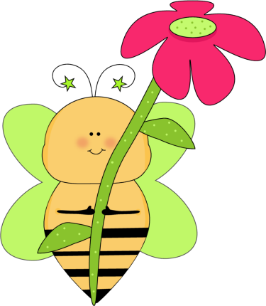 Star Bee With A Pink Flower Clip Art   Green Star Bee With A Pink