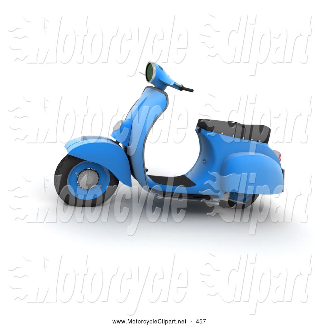 Transportation Clipart Of A Blue Little Motor Scooter By Franck Boston    