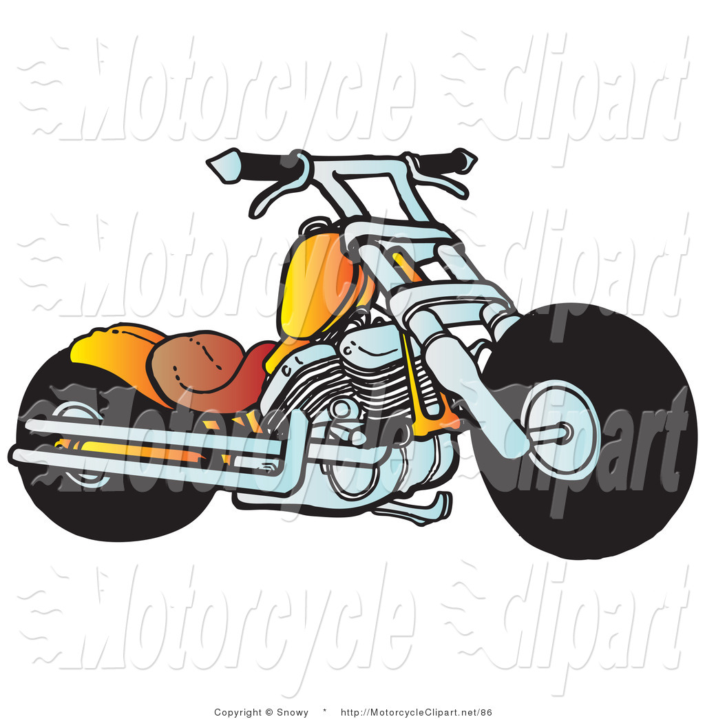 Transportation Clipart Of A Orange Motorcycle By Snowy    86