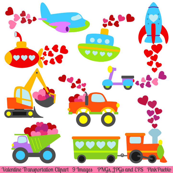 Valentine Transportation Clipart Clip Art By Pinkpueblo On Etsy