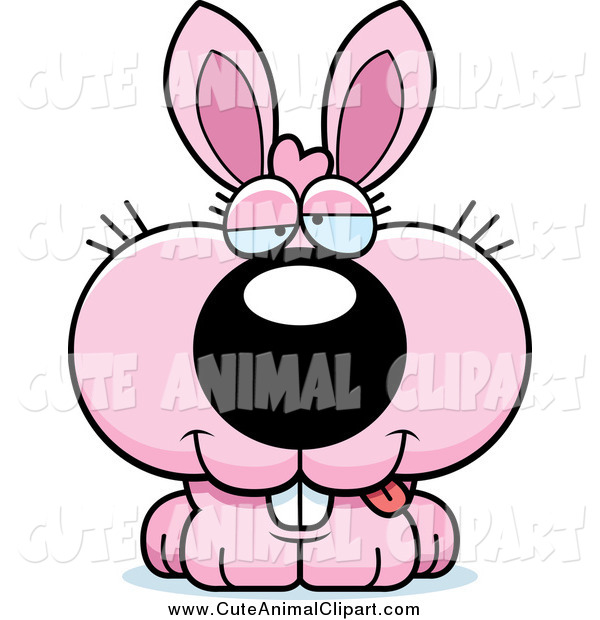 Vector Cartoon Clip Art Of A Cute Stupid Pink Bunny