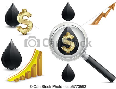 Vectors Of Crude Oil Price Growth Chart With Crude Oil And Dollar Sign    
