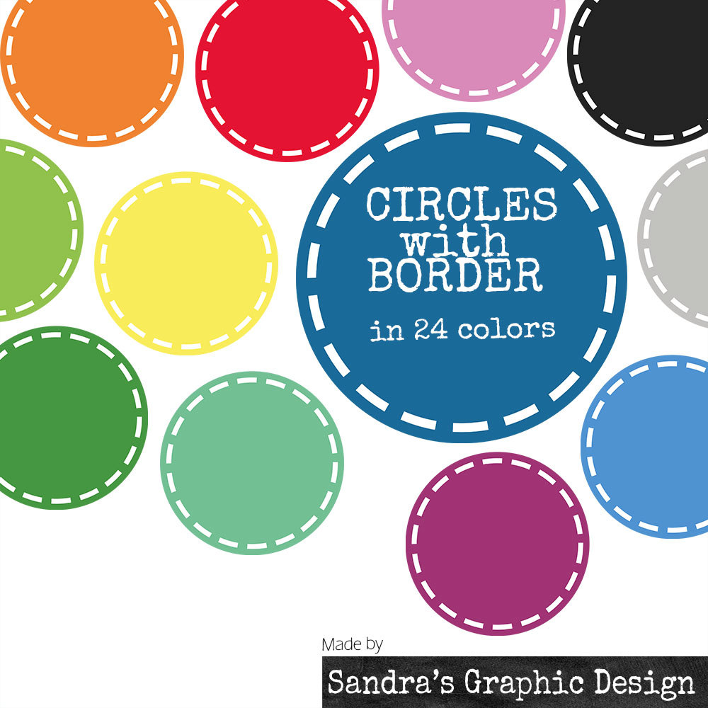 Art   Circles  With Blocked Border In Various Colors 24 Clipart