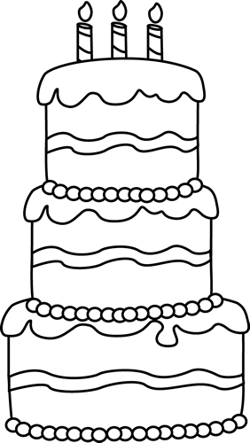 Black And White Big Birthday Cake Clip Art Image   Black And White