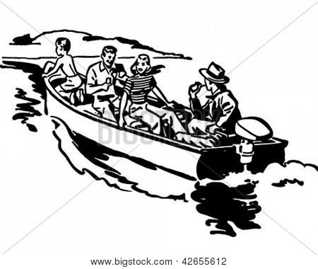Boat Ride   Retro Clip Art Illustration