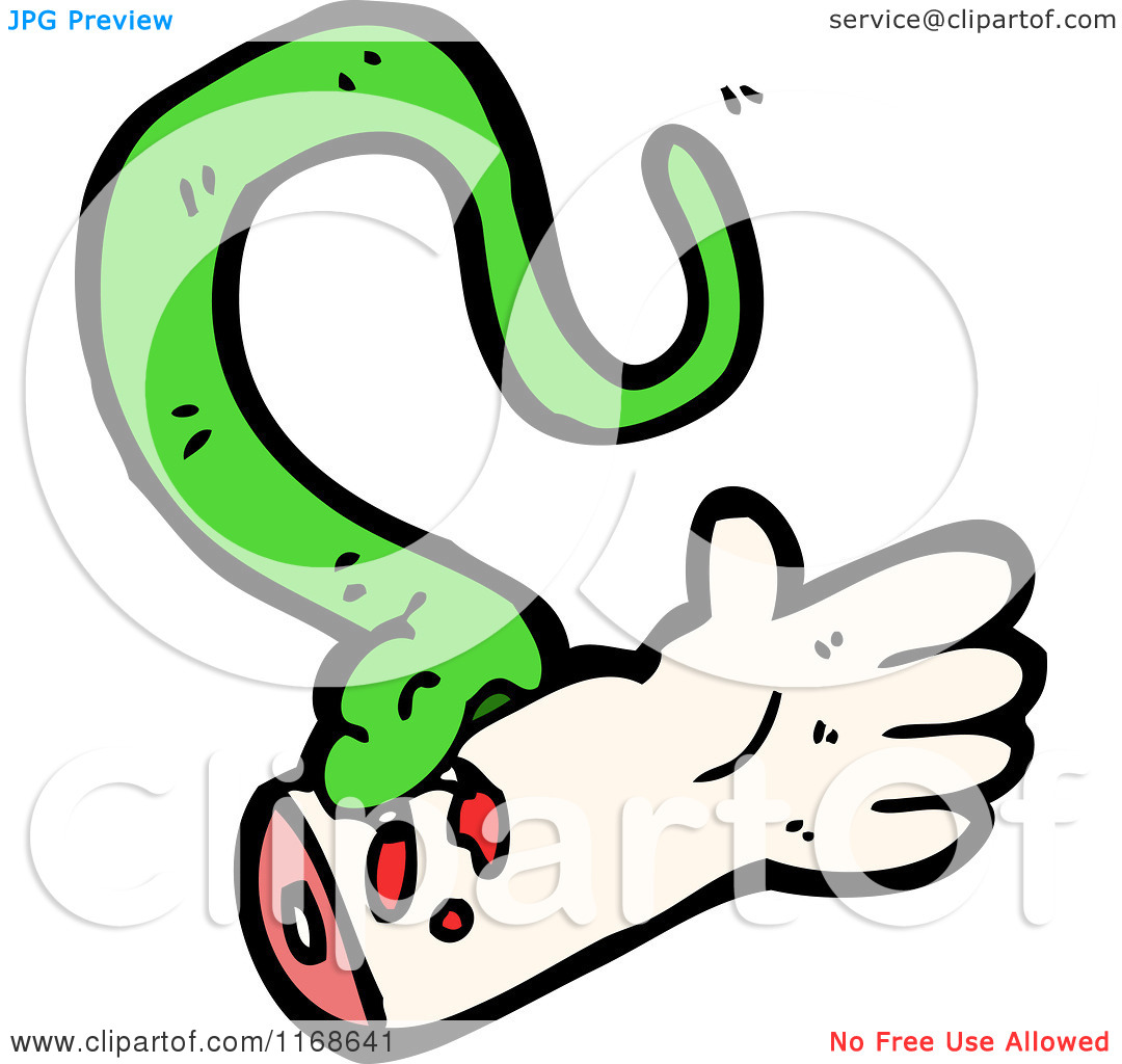Cartoon Of A Snake Biting A Hand   Royalty Free Vector Illustration By