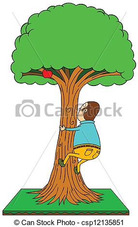 Climb Trees Clip Art Vector   Climbing Apple Tree