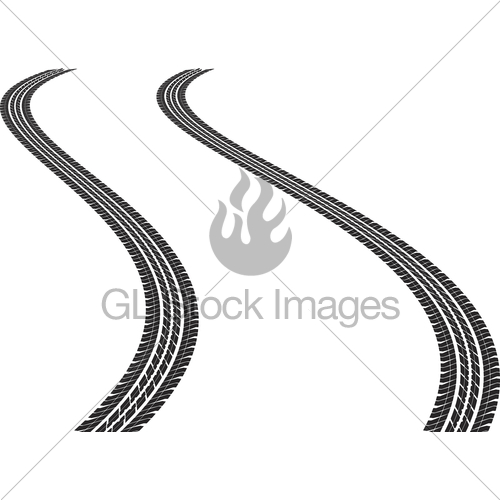 Clip Art Illustration Of Tire Tracks