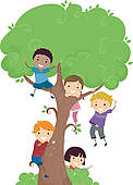 Clipart Of Tree Climbing Kid K9313643   Search Clip Art Illustration