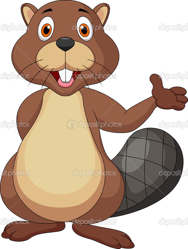 Cute Beaver Cartoon Waving Hand   Stock Vector   Tigatelu  23056114