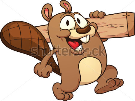 Cute Cartoon Beaver Holding A Wooden Clip Art Illustration With Simple