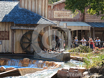 Log Flume Ride In Wild West Scenery Editorial Stock Image   Image