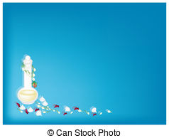 Perfume And Soft Prepared Chalk On Blue Background Stock Illustrations