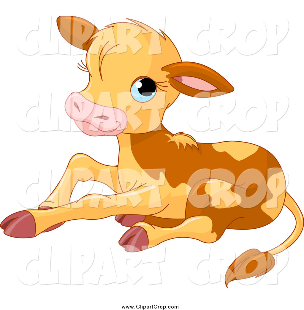 Preview  Clip Art Vector Of A Cute Brown And Yellow Baby Calf Cow