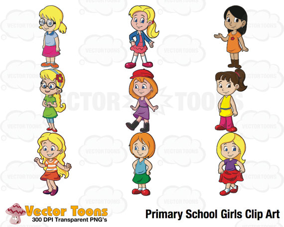 Primary School Girls Clip Art Digital Clipart Digital Graphics
