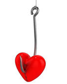 Red Heart On A Fishing Hook   Stock Illustration