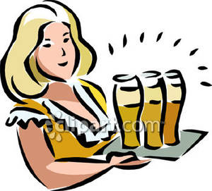 Tray With Three Glasses Of Beer   Royalty Free Clipart Picture