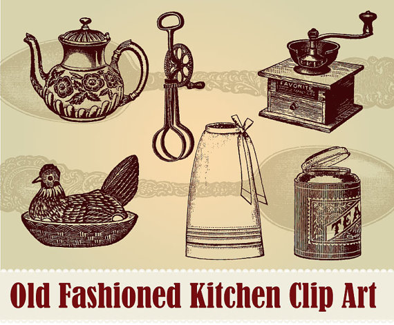 15 Vintage Kitchen Items Clip Art Collection By Vintagefangirl