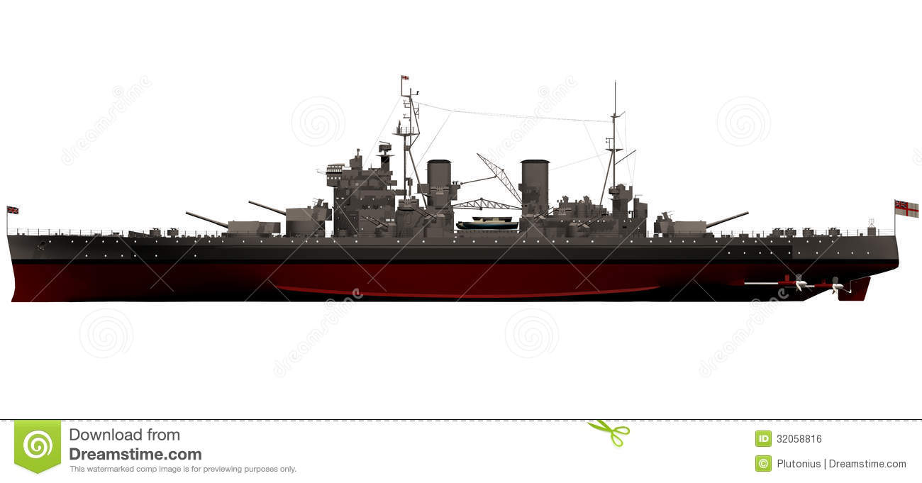 3d Rendering Of The King George V Battleship   Side View Royalty Free