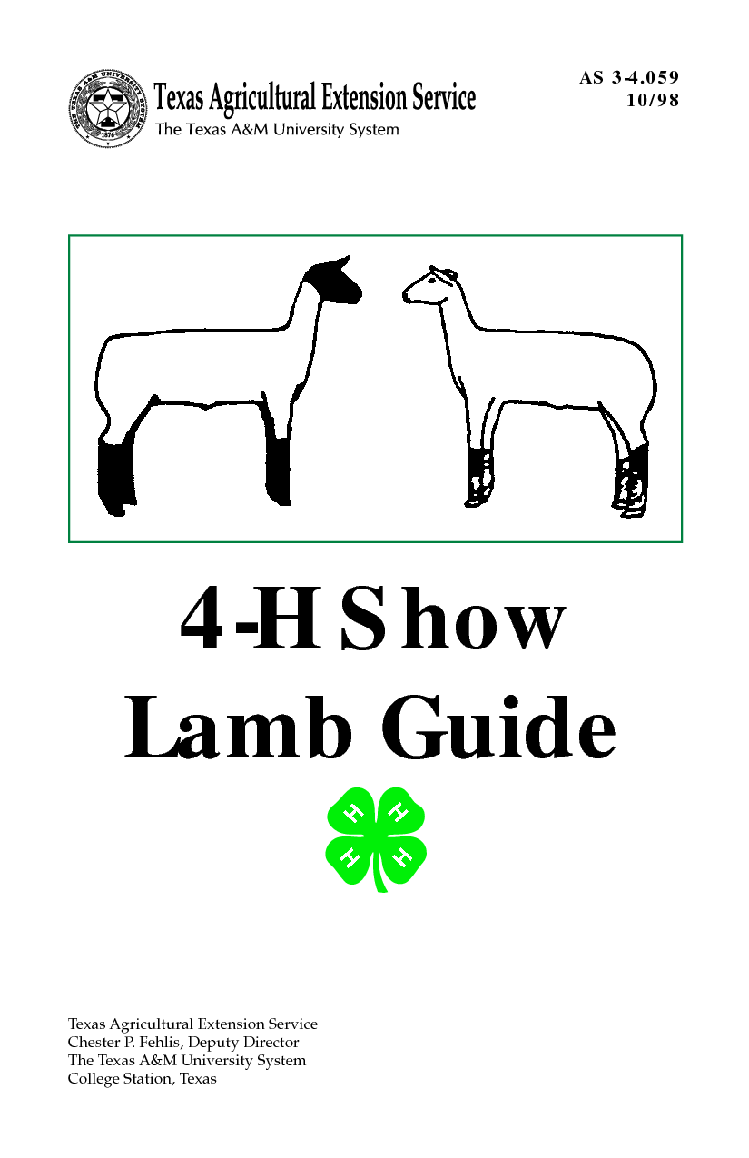 As H Show Lamb Guide H H Texas Agricultural Extension