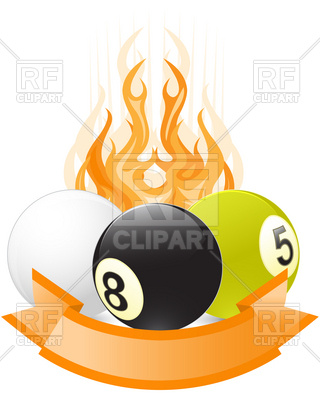 Billiard Ball Emblem In Flame Download Royalty Free Vector Clipart    