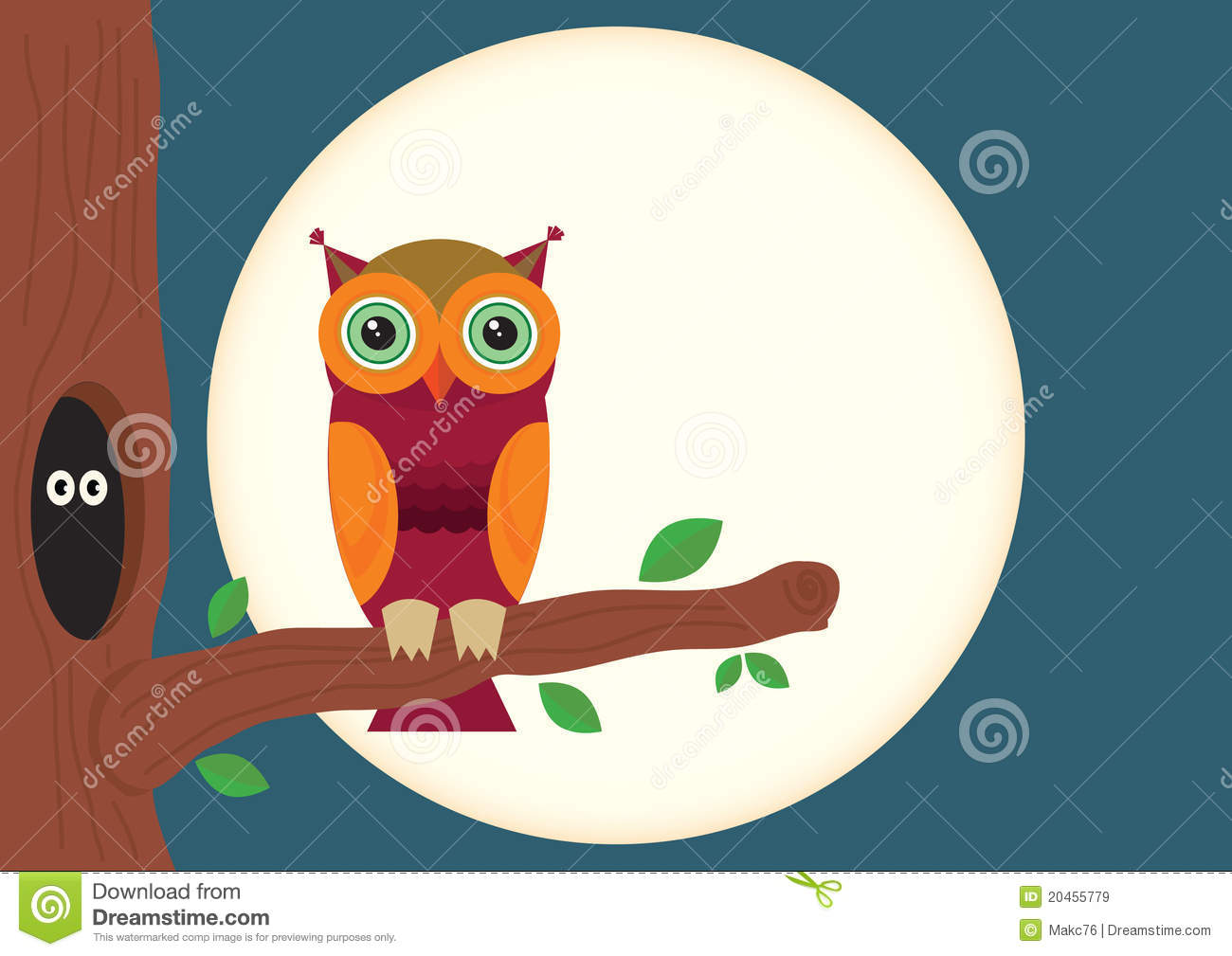 Cartoon Owl  Owl And Moon Are On Separate Layers