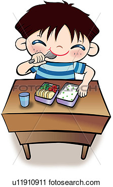 Clipart   Student Eating Lunch At Their Desk  Fotosearch   Search Clip