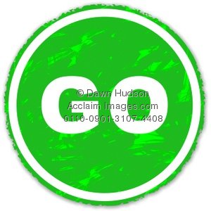 Grunge Go Sign Clipart   Round Green Grunge Go Sign Stock Photography