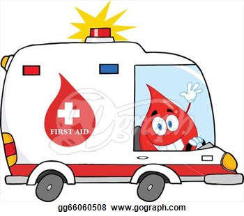 Illustration   Blood Drop Driving Ambulance Car  Clip Art Gg66060508