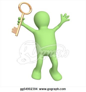 Illustration Puppet Holding In Hand A Gold Key Clip Art Gg54902394