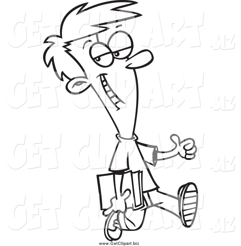 Larger Preview  Clip Art Of A Black And White Confident School Boy    