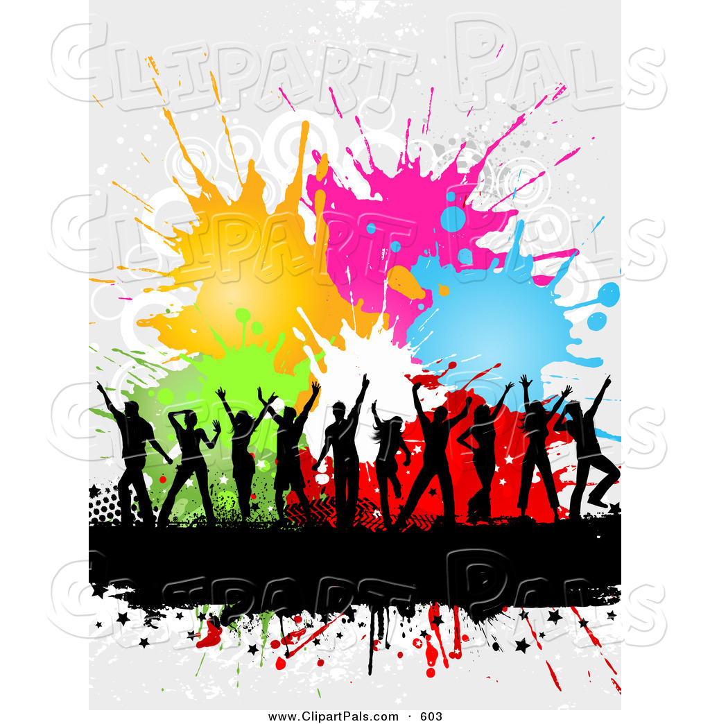 Pal Clipart Of A Dancing Black Silhouetted People Over A Text Bar With    