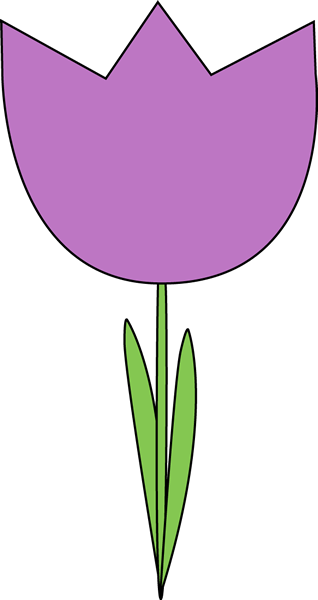 Purple Tulip Clip Art Image   Large Purple Tulip With Green Leaves 
