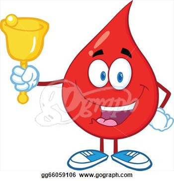   Red Blood Drop Character Waving A Bell For Donation  Clipart    