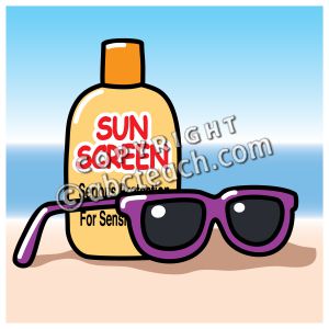 Scene With Sun Screen And Sun Glasses Clip Art  Color    Preview 1