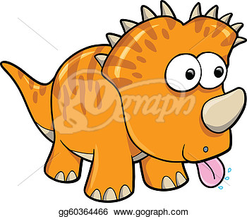 Silly Orange Dinosaur Animal Vector  Clipart Drawing Gg60364466