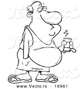 Cartoon Man With A Beer Belly And Canned Beverage   Coloring Page    