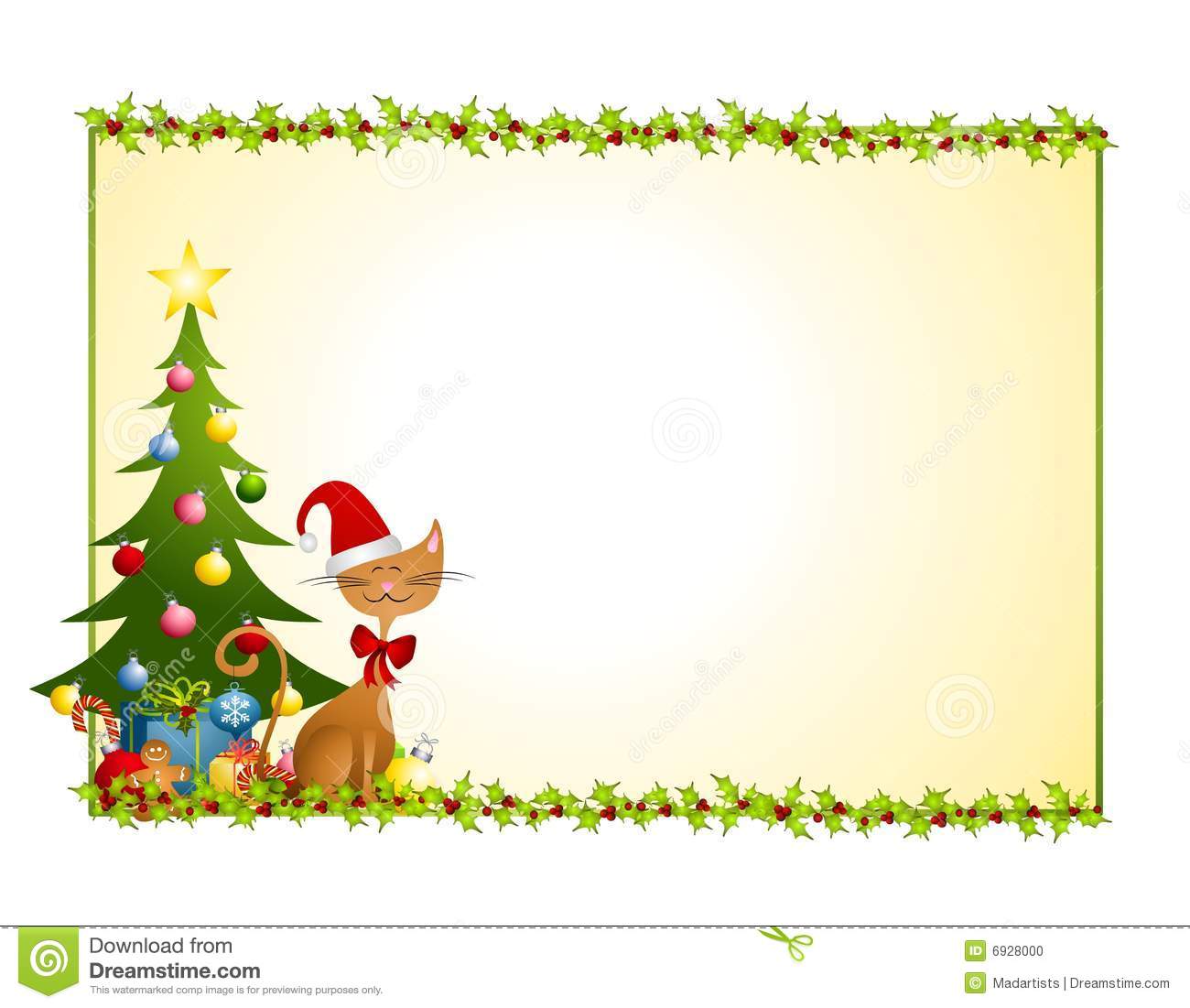 Christmas Cat Background Stock Photo   Image  6928000