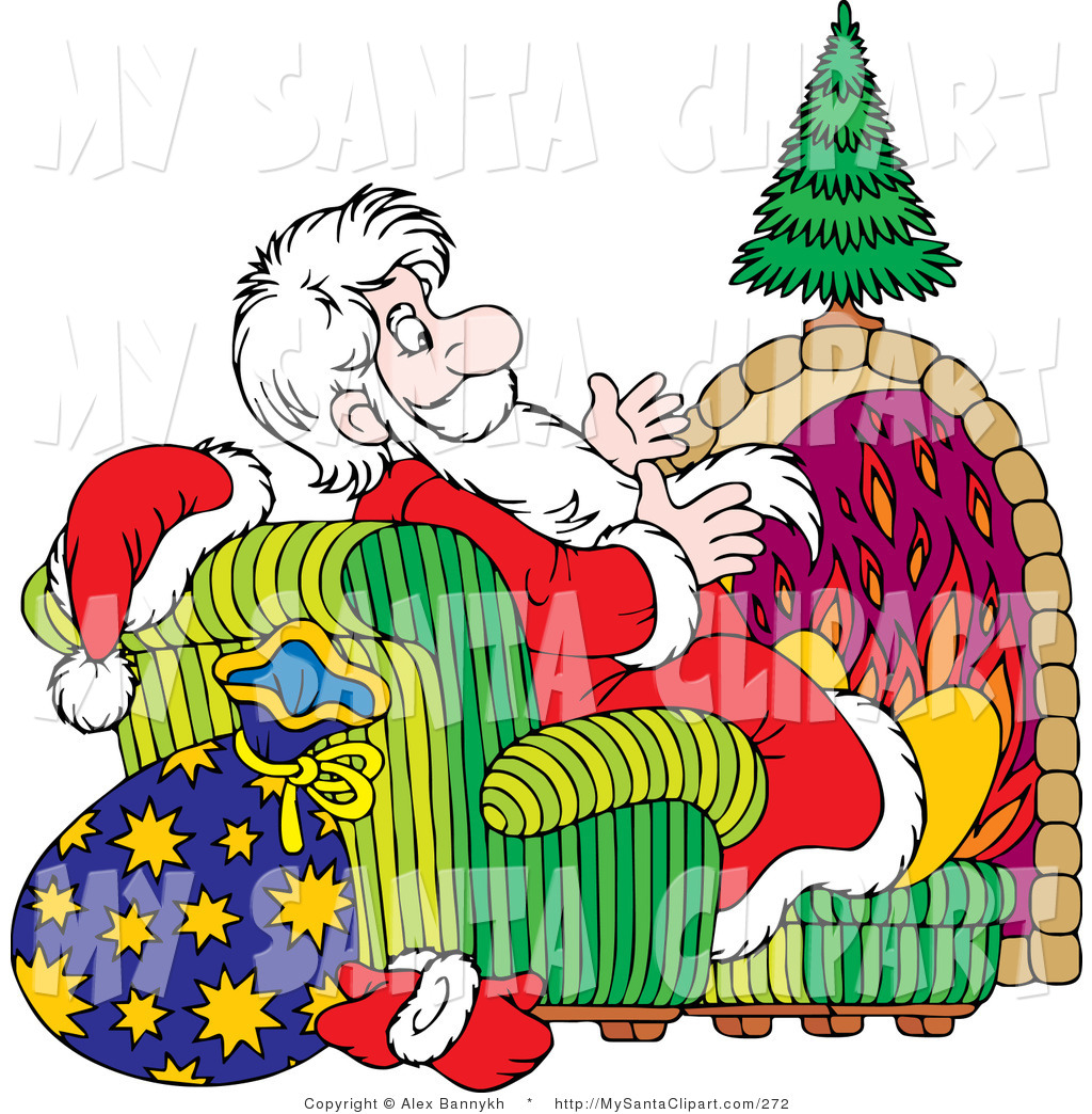 Christmas Clip Art Of A Bearded Saint Nicholas Sitting In A Chair
