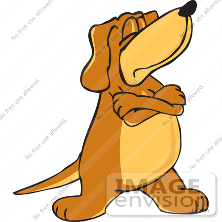Clip Art Graphic Of A Stubborn Brown Hound Dog Cartoon Character With
