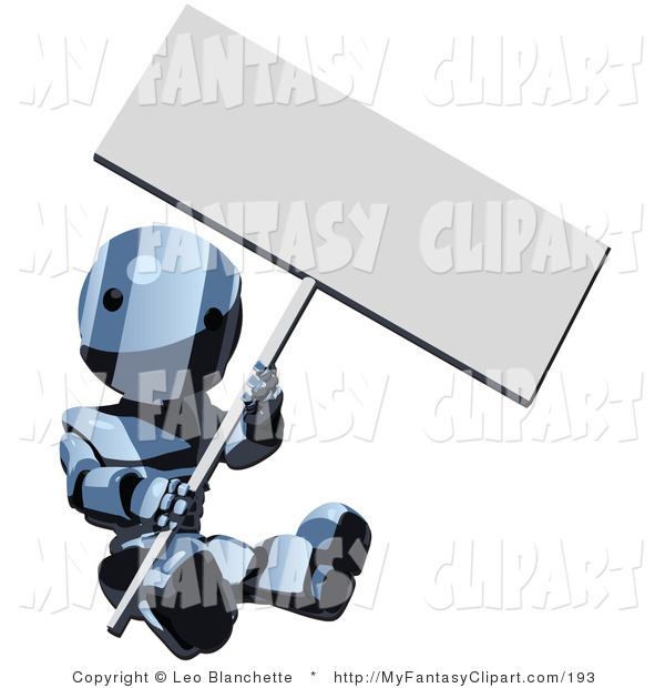 Clip Art Of A Blue Metal Sign Dacer Robot Clipart Sitting On The